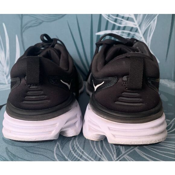HOKA ONE ONE Bondi 8 black white Sneakers Gym SHOES women’s 7.5 - Picture 7 of 10